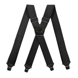 Linghe Suspenders for Men with 4 Plastic Clips, 1.5" Wide Adjustable X-Back Elastic Suspenders for Jeans Pants (Black)