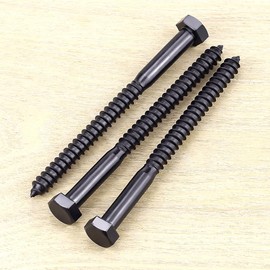5/16 x 3-1/2" Hex Head Lag Screws Bolts for Wood Timber, 304 Stainless Steel 18-8, Heavy Duty Lag Bolts, Hexagon Head Wood Deck Screws, Black Finish, 10 PCS