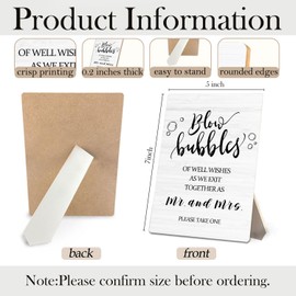 Blow Bubbles Wedding Sign, Mr. and Mrs. Newlyweds Blow Bubbles Wooden Stand Sign 5x7 Inch, Wedding Signs Decorations for Ceremony and Reception Party Table Desk Decor