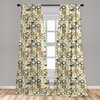 Lunarable Honeycomb Pattern Window Curtain Panels 4 Pack, Neutral Colors