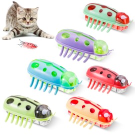 ertlutw Pack of 6 Mini Beetle, Electric Ladybird Toy, Mouse, Cat, Dog, Bug, Escape Obstacle, Automatic Inverting Pet Funny Play Toy for Cats, Kittens, Training