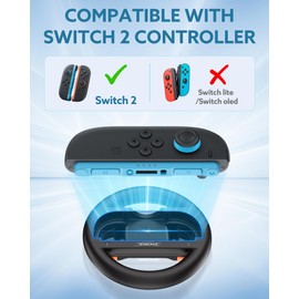 Steering Wheels for Mariokart NS 2 Gen Switch & OLED JoyCons, JoyCon Racing Wheels for Mario Kart 8 Deluxe, Switch Steering Wheel Joycon 2 Gen Controller Race Accessories (2x Black)