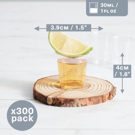 MATANA 300 Plastic Shot Glasses with Silver Glitter, 3 cl - Plastic Shot Glasses, Shot Cups, Shot Cups, Plastic Cups - Party Accessories - Stable and Reusable