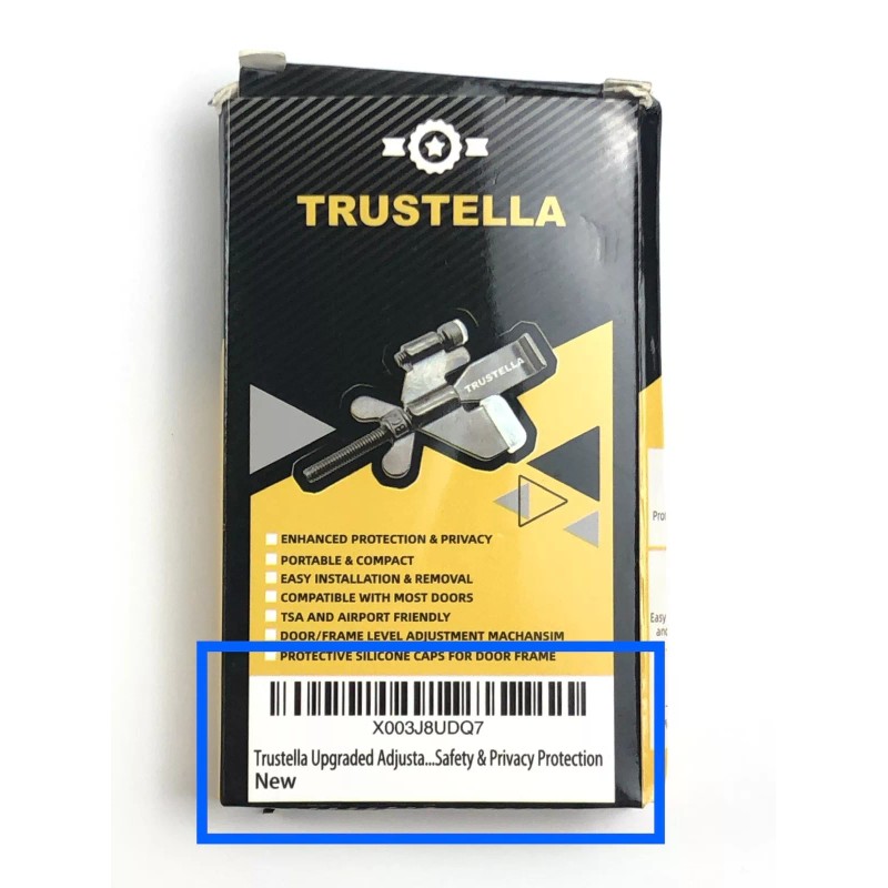 Trustella Portable Door Lock Stainless Steel w/ Silicone Caps for