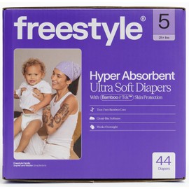 Freestyle Diaper – (Size 5) Hyper Absorbent & Non-Toxic – Disposable Diaper for Sensitive Skin – Ultra Soft Diaper's (25+ lbs) – 44 Count
