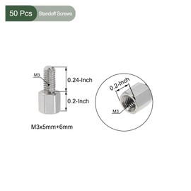 YOKIVE 50 Pcs M3 Standoff Screws, Nickel Plated Hex PCB Standoffs, Keep Height Consistent, Great for Motherboard (Silver Tone, 5mm+6mm)