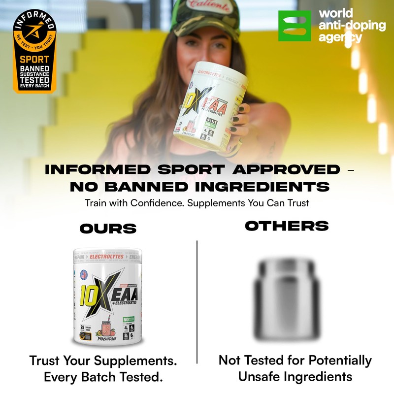 10X Athletic Full Essential Amino Acids Blend with Electrolytes, Sugar
