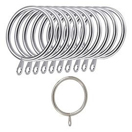 iPEAK 24 Pieces Curtain Rings 38mm Internal Diameter Metal Curtains Large Rings Hanging Hooks For Curtain Rods Pole (Silver)