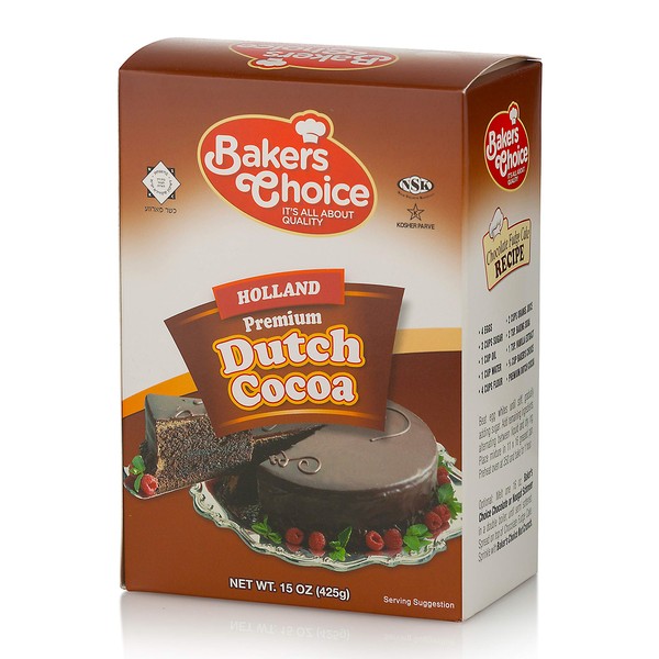 Dutch Cocoa Powder - Unsweetened Chocolate Powder- 15 Ounce - Dairy Free Kosher - Bakers Choice