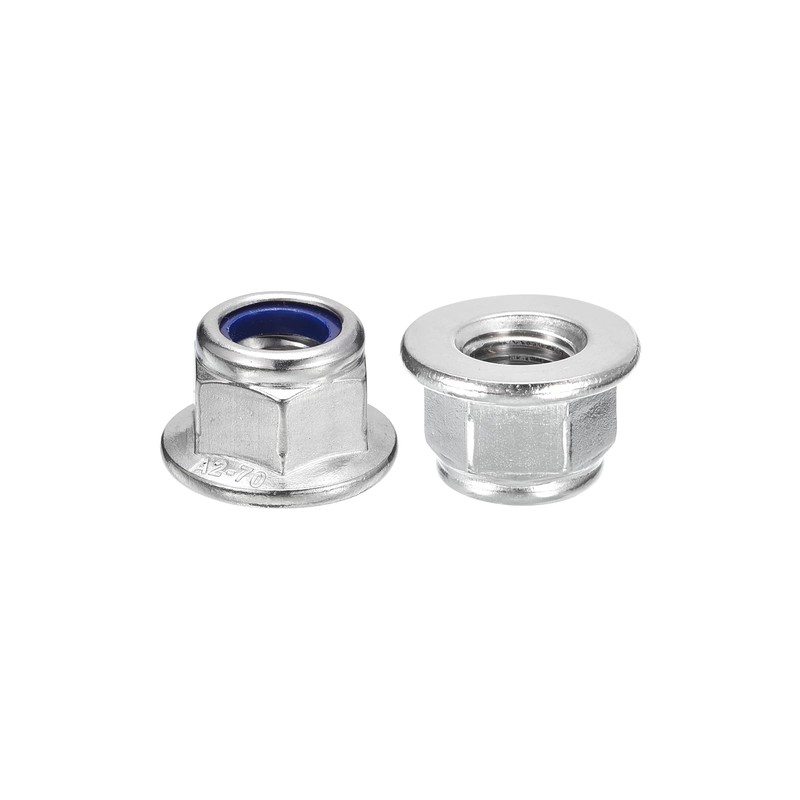 sourcing map M12x1.75mm Flange Nylon Insert Lock Nuts, 5Pcs 304