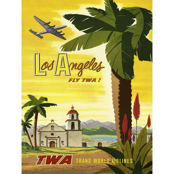 Bumblebeaver AIRLINE LOS ANGELES CALIFORNIA PALM USA VINTAGE POSTER PRINT 12x16 inch 1054PY