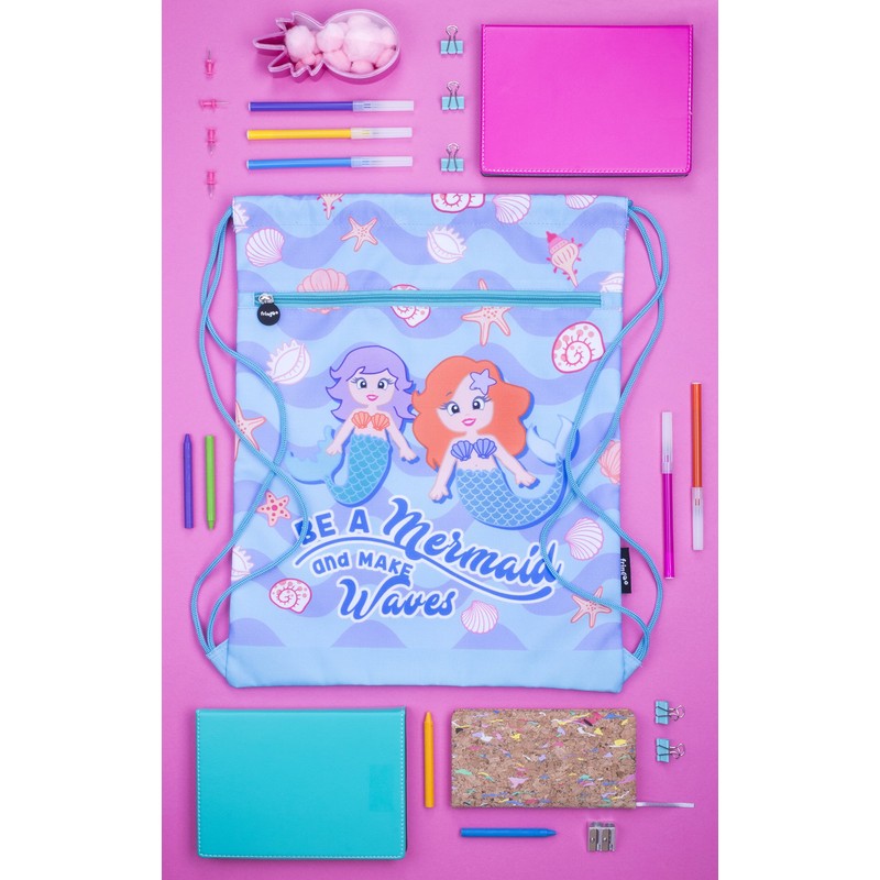 FRINGOO® Kids Drawstring Bag With Front Zipped Pocket PE Kit