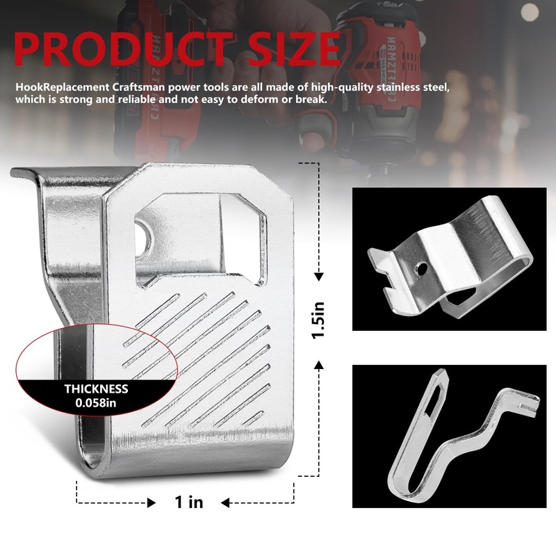 Cordless Drill Belt Clip Hook Replacement for Craftsman N597001-6 Pack