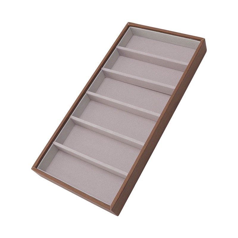 Eyeglass Display Organizer Wood Grain 6 Compartments Glasses Display Tray