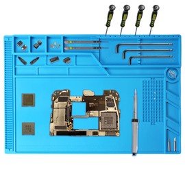 Premium Soldering Mat Heat Resistant, Large Silicone Soldering Mat, Anti-static Pad, Magnetic Work Mat for Watch, Phone, Eyeglass, Knife, Size 21.6" x 13.7