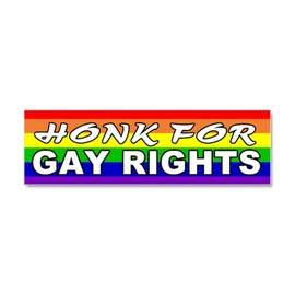 CafePress Honk for Gay Rights Car Magnet 10" x 3", Bumper Magnet
