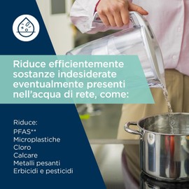 LAICA filtro acqua rubinetto bi-flux healthexpert- Riduce PFAs fino al 92%** e riduce cloro, calcare, microplastiche e metalli- Compatibile con le Caraffe Brita*- confezione da 4 filtri-Made in Italy