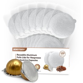 Reusable Pods Aluminum Foil Seals for Nespresso VertuoLine Capsules 100PCS, Refillable Aluminum Covers Foil Seals Lids for Nespresso Vertuo Compatible for Nespresso VertuoPlus Espresso Machine