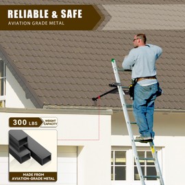 Ladder Stabilizer, Safe and Stable Ladder Standoff with Adjustable Length 20"-29.5", Extension Ladder Stabilizer for Roof Gutter Supports 300 LBS of Weight, Built-in Tool Tray, Anti-Slip Rubber Feet