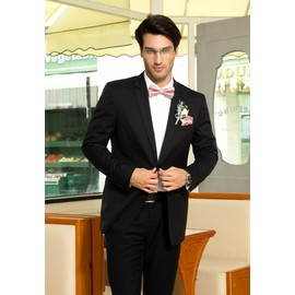 HISDERN Bow Ties for Men Blush Pink Bowtie Pretied Classic Satin Formal Bow Tie Solid Color Adjustable Bowties for Wedding Party