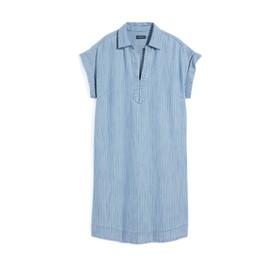 vineyard vines Women's Margo Pinstripe Shirtdress, Chambray/White Cap