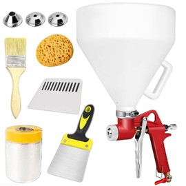 WISEgham 4/6/8mm Nozzles Drywall Texture Sprayer Set, 1.58 Gallon (6L) Ceiling Wall Texture Spray Gun for Walls Popcorn Knockdown Orange Peel Texture Spray (Straight)