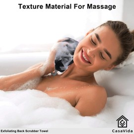 CasaVida Back Scrubber for Shower - Exfoliating Body Scrubber Cloth Nylon Japanese Stretchable Bath Exfoliating Washcloth Wash Rear Scrub Wash Back Scrub Washcloth 2 Pack (Jean Blue + Wine Red)