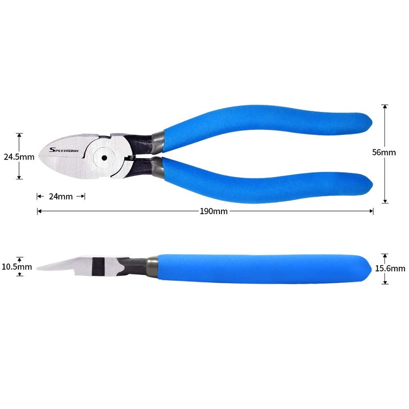 SPEEDWOX Flush Cutters 7 Inches Flush Cut Plastic Nippers Angled
