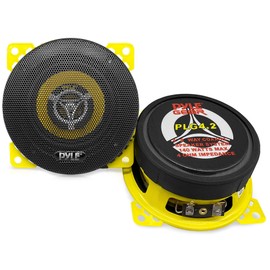 Pyle Car Two Way Speaker System-Pro 4 Inch 140 Watt 4 Ohm Mid Tweeter Component Audio Sound Coaxial Speakers For Car Stereo w/20 Oz Magnet,1.85” Mount Depth Fits Standard OEM-Pyle PLG4.2(Pair),Yellow