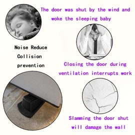 2 Pack Premium Rubber Door Stops, Sturdy Stackable Design for Carpet Heavy Duty Door, Fits Door Gaps, Black