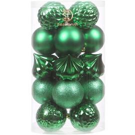 Sea Team 21-Pack Christmas Ball Ornaments with Strings, 80mm/3.15" Large Size Baubles, Shatterproof Plastic Christmas Bulbs, Hanging Decorations for Xmas Tree, Holiday, Wedding, Party, Green