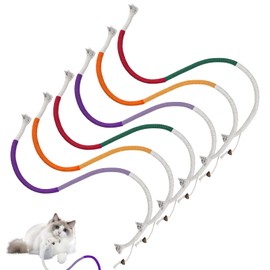 Cigrubo 6 Stück Katzen Zahnpflege, Kauspielzeug Katze, Zahnreinigung Katzenspielzeug Seil, Katzenbeißseil, Katze Seil Spielzeug, Interaktives Katzenspielzeug Beißseil für Katzen und Kätzchen(3 Farben)