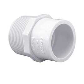 White Sch 40 PVC Pipe Reducer Fitting - 3/4 Inch MNPT Male Pipe Thread x 1/2 Inch Slip Socket - PVC Male Adapter Reducing Pipe Fitting - PVC Pipe Connectors for Home Sewer Plumbing Water Line