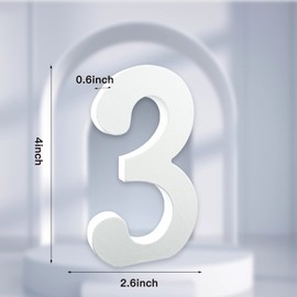 AOCEAN 4 Inch White Wood Numbers Unfinished Wood Numbers for Wall Decor Decorative Standing Numbers Slices Sign Board Decoration for Craft Home Party Projects (3)