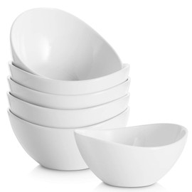 Samsle Porcelain Small Serving Bowls, 10 Ounce Dessert Bowls for Ice Cream Snacks Appetizer Candy Dishes, Dishwasher Safe Durable Ceramic White Bowl for Party, Set of 6