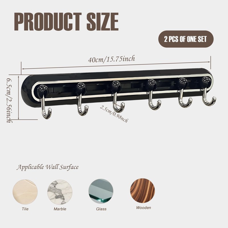 Utensil Racks with 6 Hooks Kitchen Utensil Holders Organizer Balck