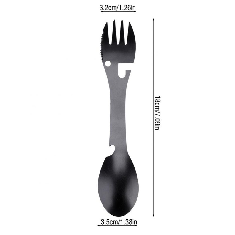 Tenedor de cuchara para acampar, cuchillo multifunción portátil 5 en