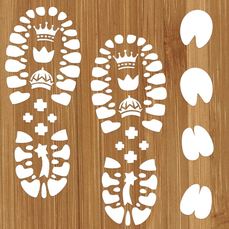 Christmas Santa Footprint, 4 Pieces Santa Claus Footprints Stencil, Reusable