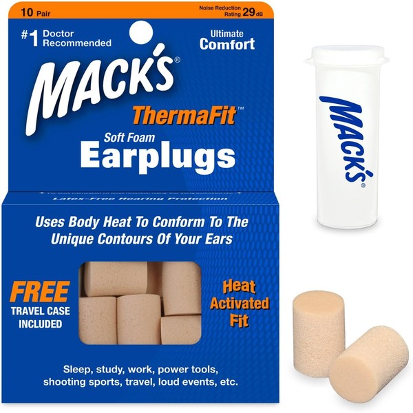 Mack's Therma Fit - Tapones para los oídos (10 pares), color beige