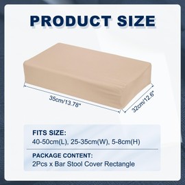 sourcing map Bar Stool Cover Rectangle, Stretch Washable Saddle Counter Vanity Barstool Slipcover Seat Cushion Protector with Elastic Band for Wooden Metal Bench Chair(Khaki, 2Pcs)