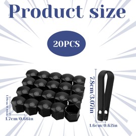Grosion 20 PCS 21mm Car Wheel Lug Nut Covers with Removal Tool,Hexagonal Nut Covers,Universal Fit for Most Car Models,Bolt Caps Hub Screw Cover(Black)