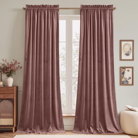 StangH Wild Rose Pink Velvet Curtains 84 inches, Elegant Light Blocking Window Drapes for Nursery Girls Bedroom Thermal Insulated Privacy Panels for Living Room, W52 x L84, 2 Panels