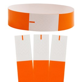 CINECE Wristbands, Disposable, Events, 9 Colors Available, 100, 200, 500, 1000 Sheets, Waterproof, Tear Resistant, Number of People, One-Touch Installation, Suitable for Water Parks, Concerts, Amusement Parks, Re-entry Management (100 Pieces, Orange)