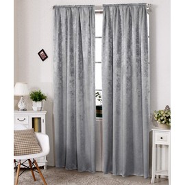 Woltu #341 Opaque Blackout Curtain Thermal Curtain with Ruffle Tape, Heavy Blackout Curtain, Damask Crush Effect, 135x225 cm