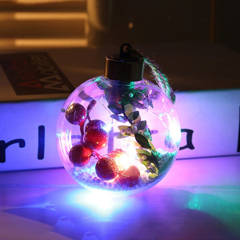 6Pcs Shining Christmas Balls with LED Light Pendants Refillable Ball