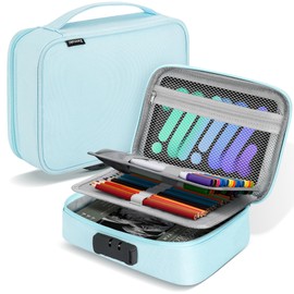 Zannaki Large Capacity Pencil Pouch Case with Lock, Pen Marker Stationery Bag Art Supply Storage Organizer Box for Bullet Journal Middle High School College Student Teen Girl Women Adult, Mint Green