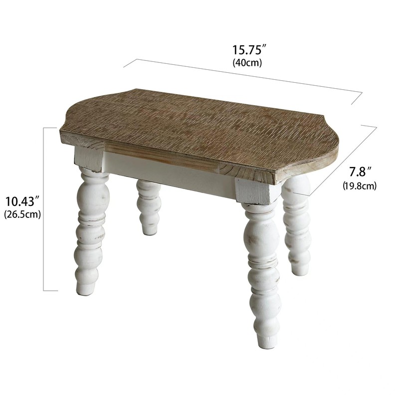 dwellington Wooden Bathroom Farmhouse Step Stool, Wood Foot Stool for