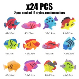 24 Pieces of Tropical Fish, Marine Life Decorative Fish, Simulated Sea Animal Models, Mini Ocean Fish, Soft Plastic Children's Toys, Beach Theme Party Supplies（Color random）