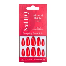 Nail HQ Almond Bright Red Nails (24 Pieces)