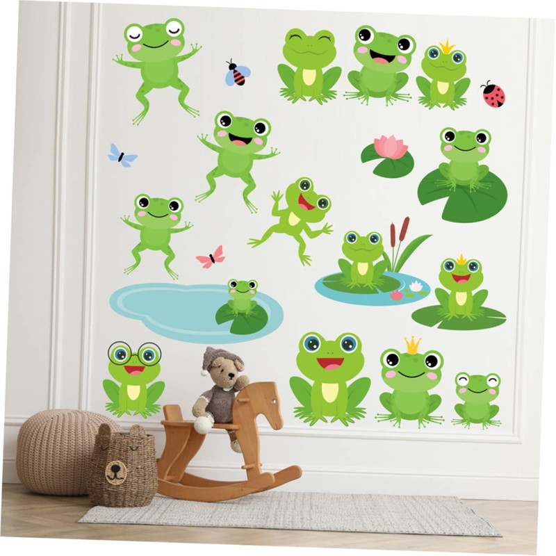 HAPINARY Cute Frog Wall Decals 4 Sheets Frog Wall Sticker